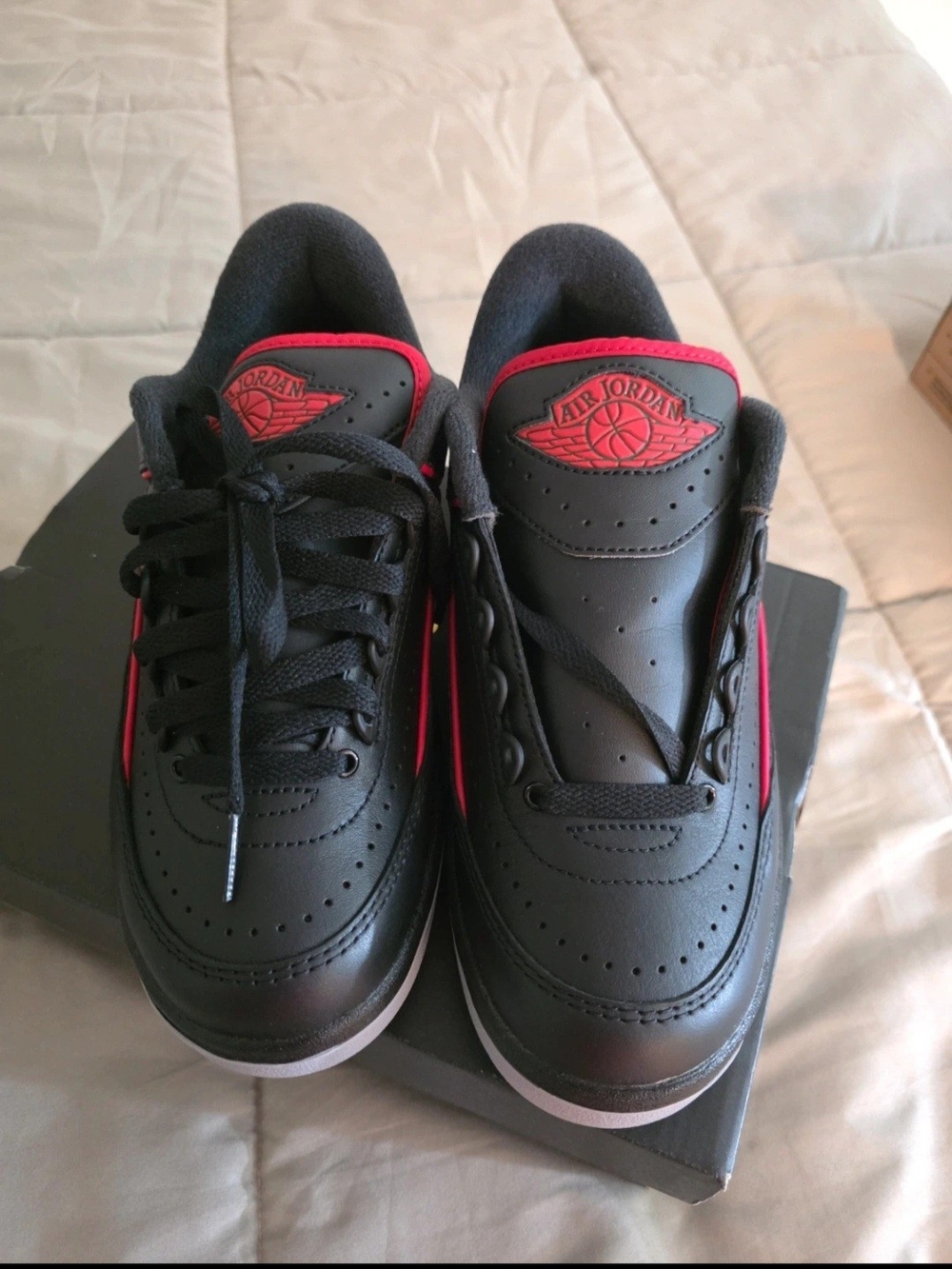 Jordan Black and Red Men's Low-Top Sneakers
